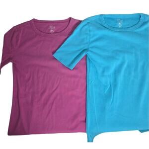 J.Crew 2 Perfect Fit T-Shirt XS Bundle Pink Blue Cotton Short Sleeve Set Casual